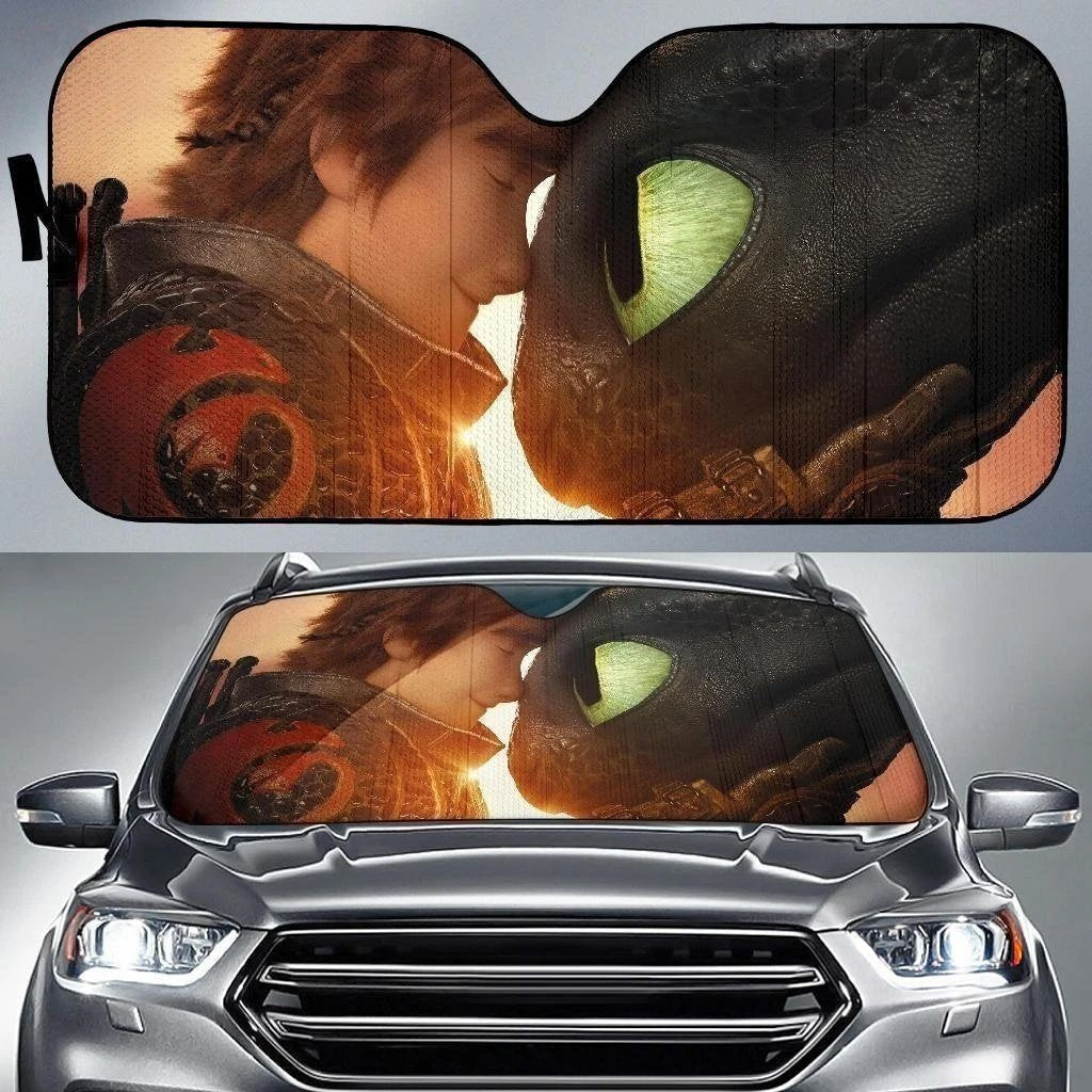  DN Car Sun Shade Heccup And Toothless Dragon Windshield Sun Shade