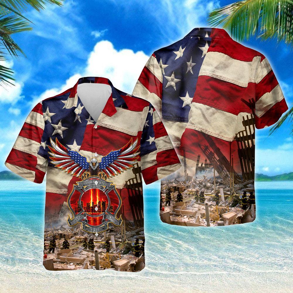 Gifury Patriot Day Hawaiian Shirt American Flag Eagle Never Forget 9/11 Firefighter Hawaii Aloha Shirt September 11th Hawaii Shirt Patriot Day Apparel 2022