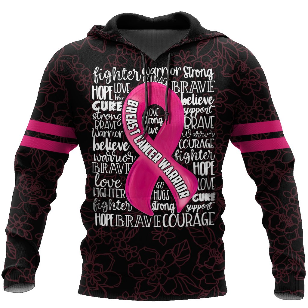 Gifury Breast Cancer Shirt Breast Cancer Warrior Words Black Pink Hoodie Breast Cancer Hoodie Breast Cancer Apparel 2022