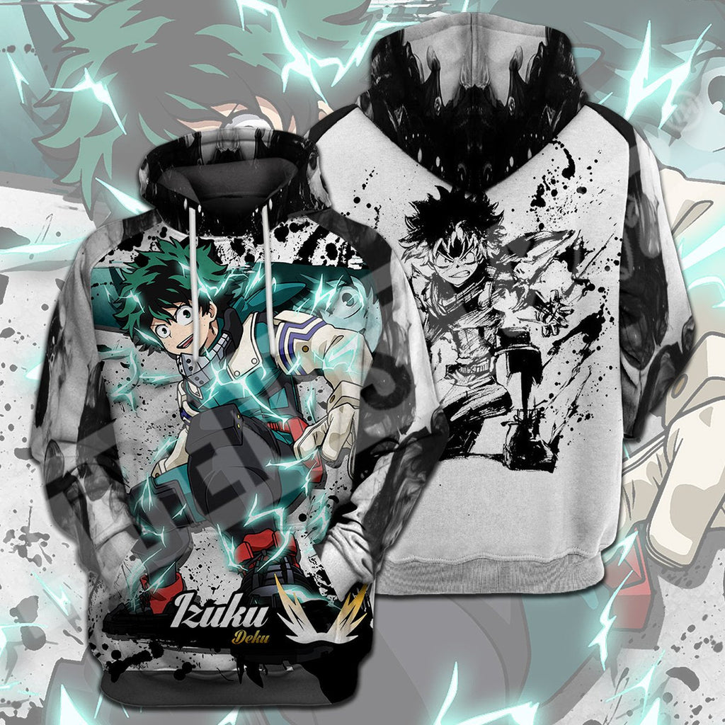  My Hero Academia T-shirt Izuku Deku Black White T-shirt Hoodie  