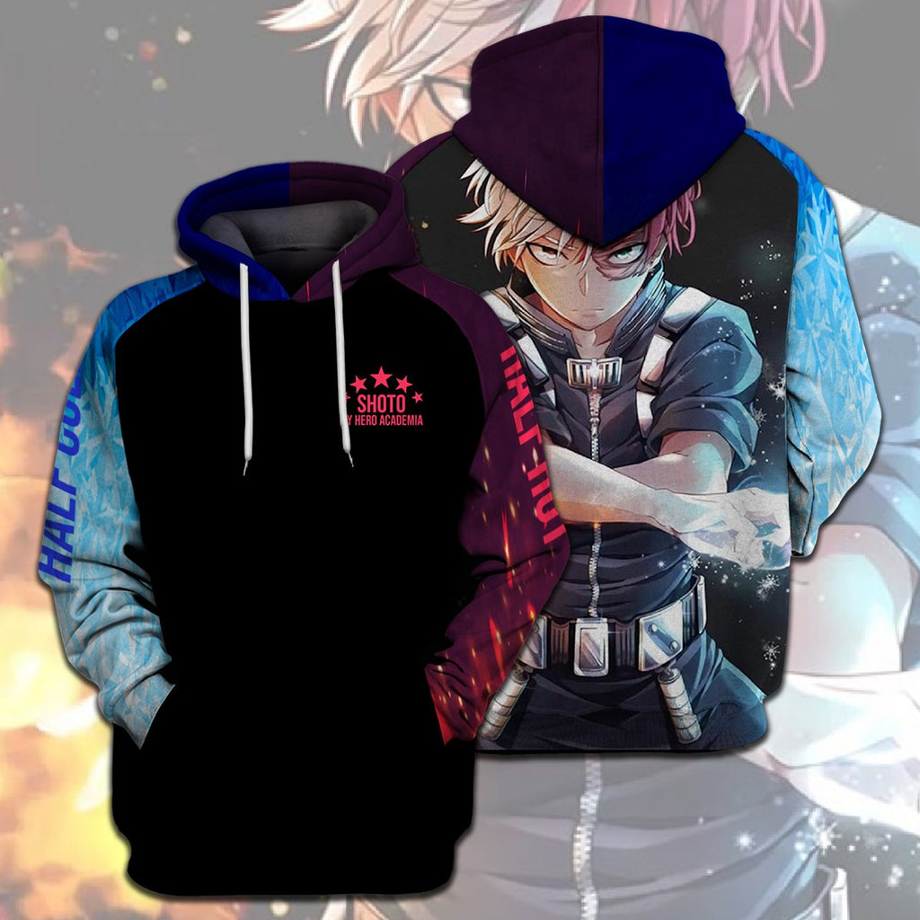  My Hero Academia T-shirt Todoroki Shouto Half Cool Half Hot Red Blue T-shirt Hoodie  