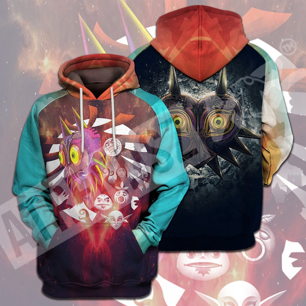  Legend Of Zelda T-shirt Majora's Mask Skull Kid Blue Red T-shirt Legend Of Zelda Hoodie 