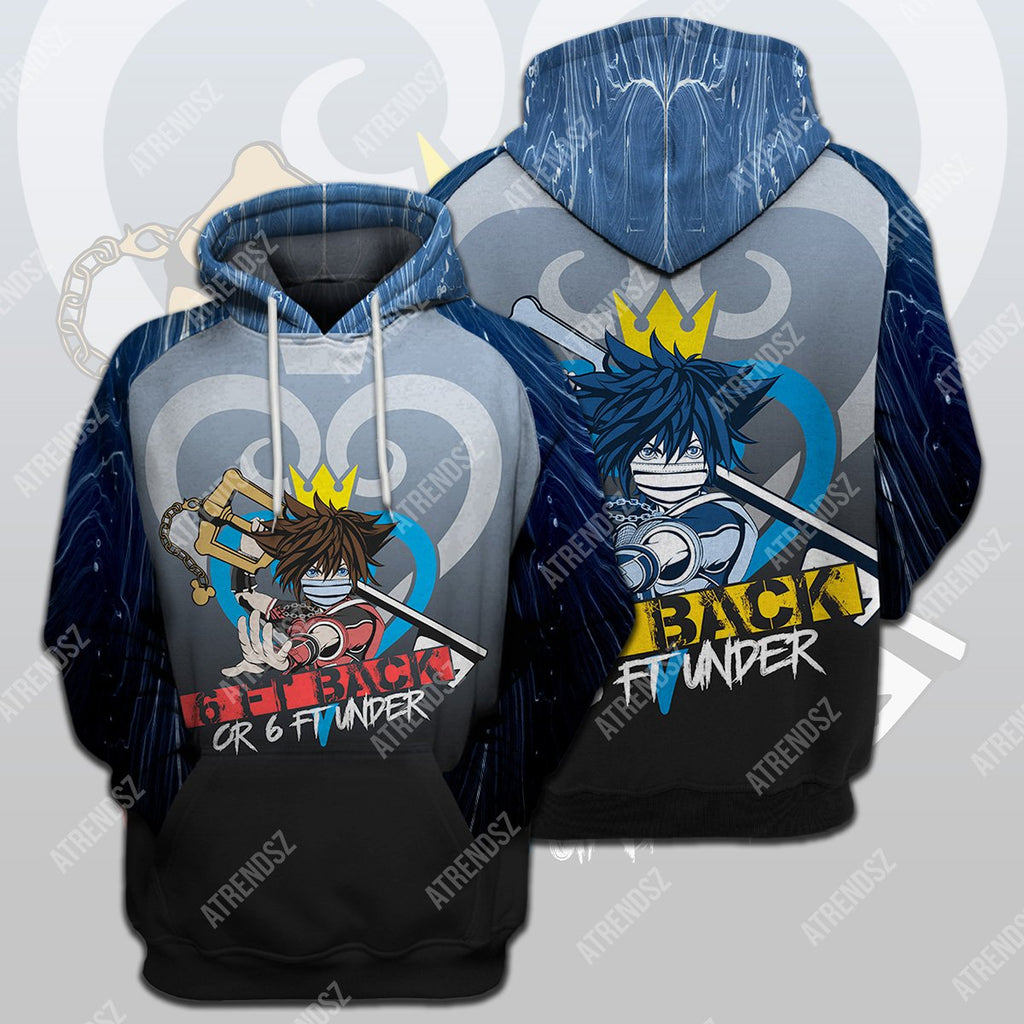  Kingdom Hearts Covid T-shirt Sora Mask 6ft Back Or 6ft Under Blue T-shirt Hoodie  