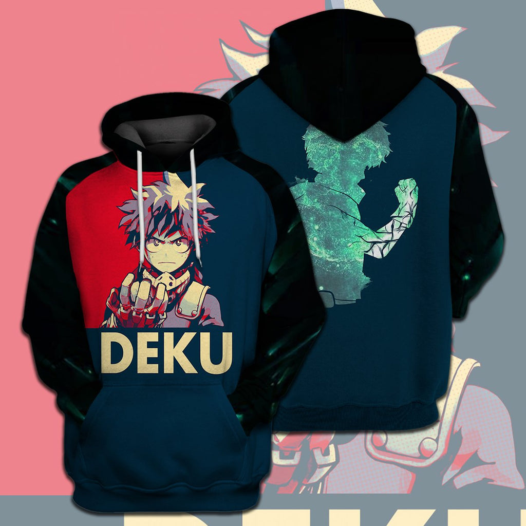  My Hero Academia T-shirt Deku Red Blue Black T-shirt Hoodie   Anime Fan Gift