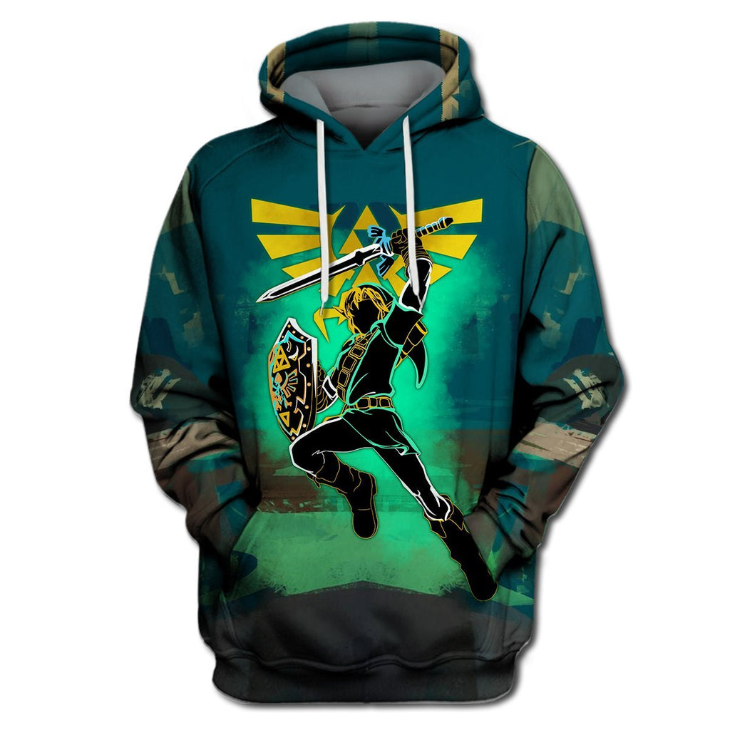  Legend Of Zelda Shirt Link Using Swordmaster Shield Silhouette T-shirt Legend Of Zelda Hoodie 