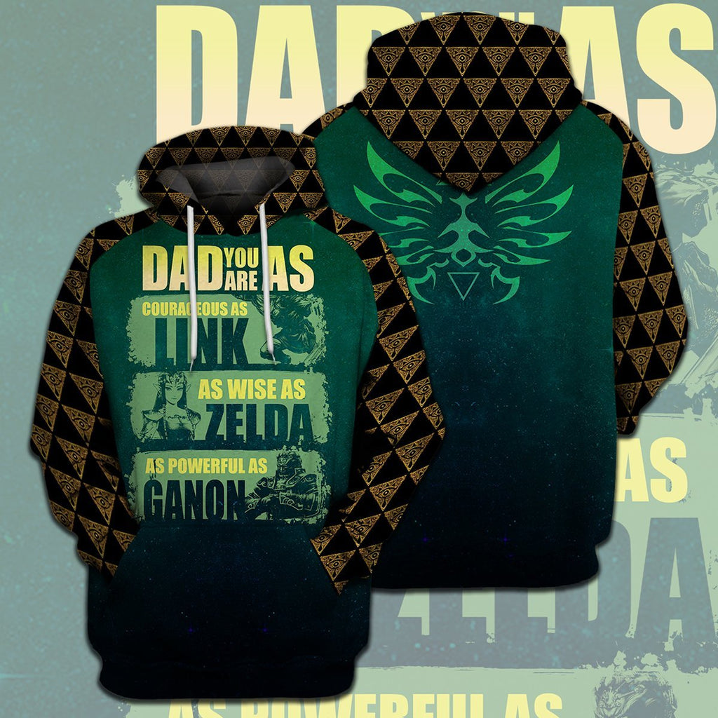  Legend Of Zelda Father T-shirt Dad You Are As Courage As Link Wise As Zelda T-shirt Father's Day Gift Legend Of Zelda Hoodie 