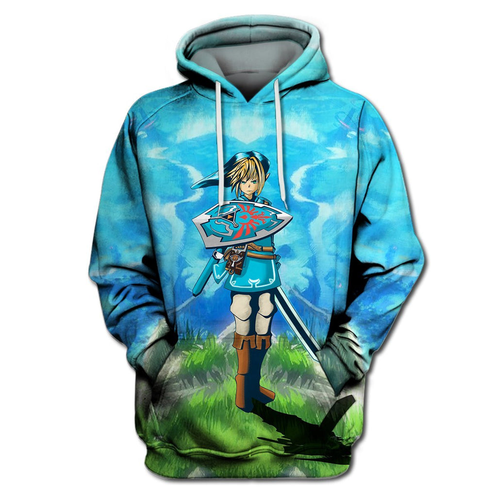  Legend Of Zelda Shirt Link Botw Shield Blue Sky T-shirt Legend Of Zelda Hoodie 