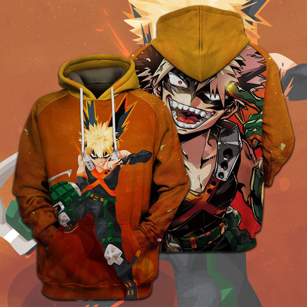  My Hero Academia T-shirt Bakugo Face Orange T-shirt Hoodie  