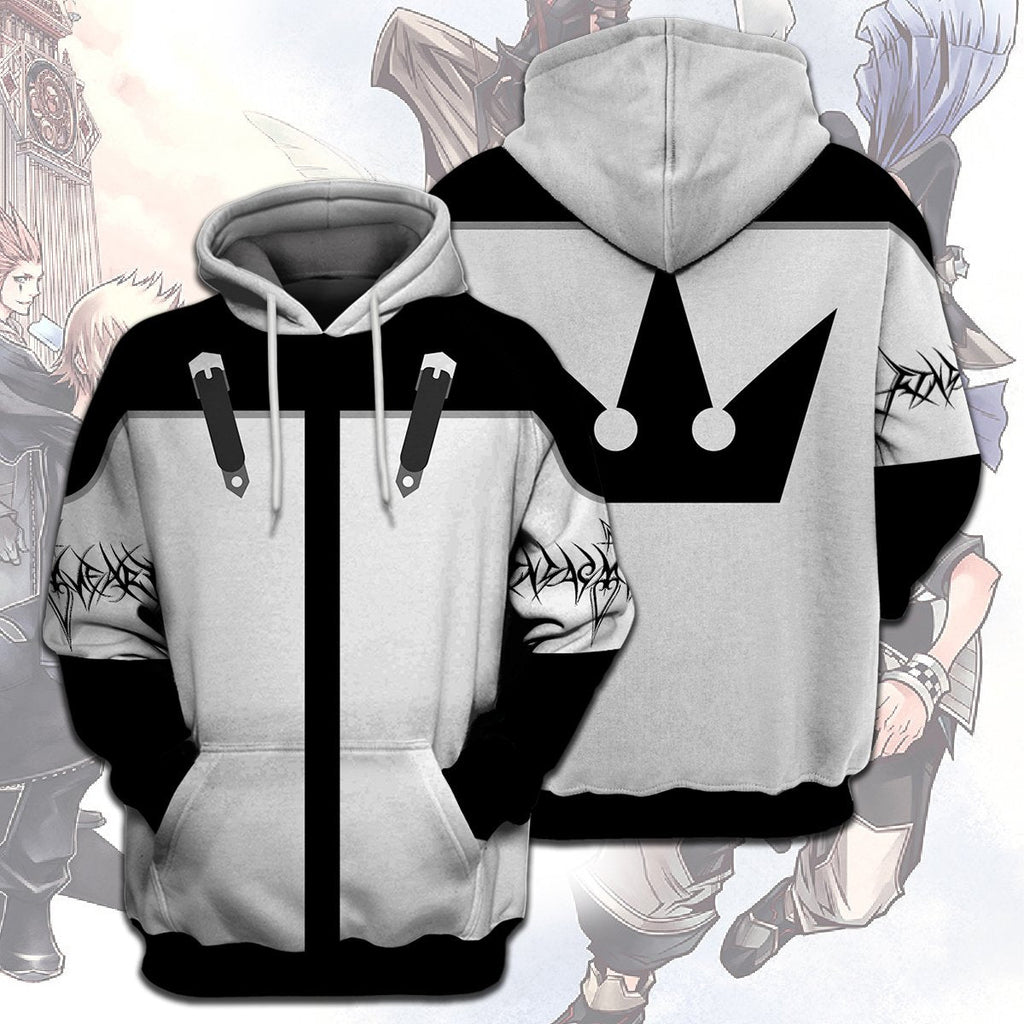  Kingdom Hearts T-shirt Kingdom Hearts Suit Costume Black White T-shirt Hoodie  