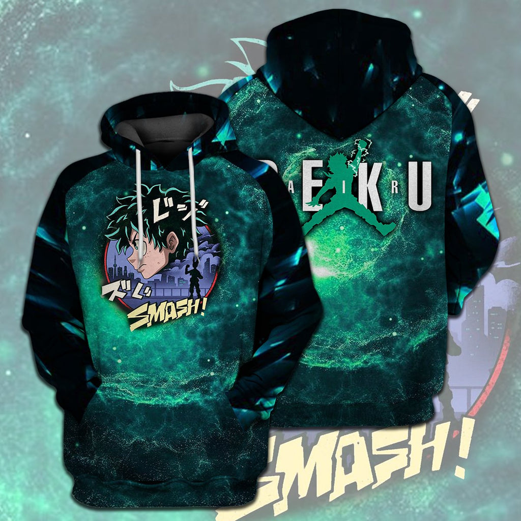  My Hero Academia T-shirt Deku Smash Midoriya Izuku Green T-shirt Hoodie  