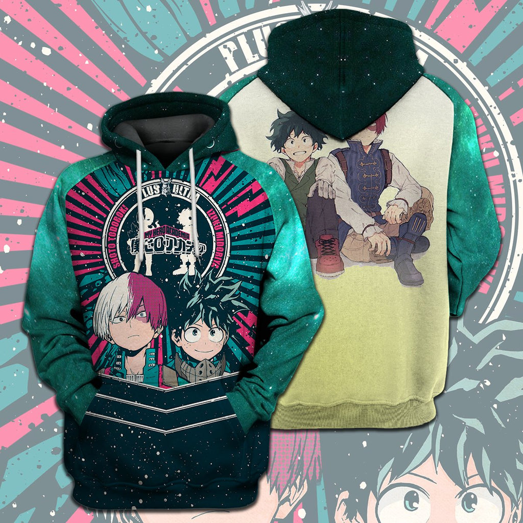  My Hero Academia T-shirt Vintage Midoriya Izuku Plus Ultra Todoroki Shouto Green T-shirt Hoodie  