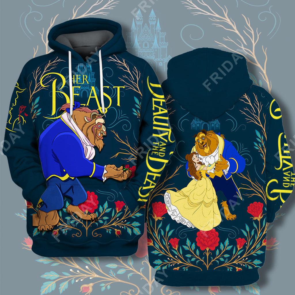  DN T-shirt Beauty & The Beast Her Beast Couple 3D Print T-shirt Awesome DN Beauty & The Beast Hoodie Sweater Tank