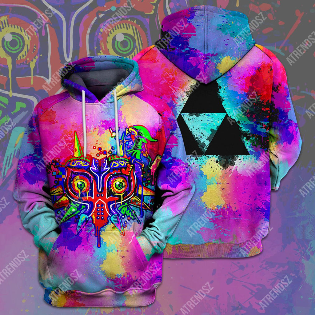 Legend Of Zelda T-shirt Majora's Mask Triforce Symbol Colorful T-shirt Hoodie Adult Unisex