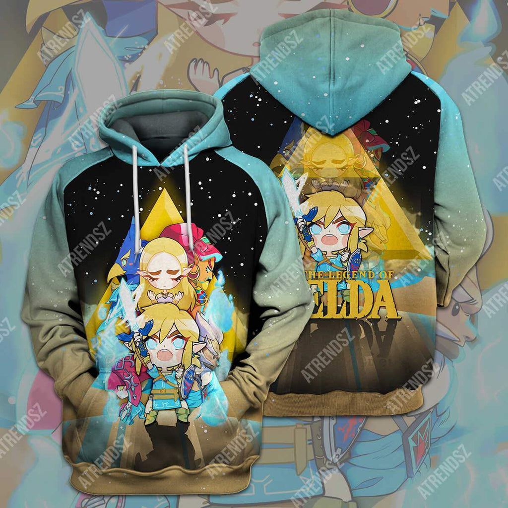  Legend Of Zelda Shirt Botw Chibi Character With Triforce Symbol T-shirt Legend Of Zelda Hoodie 