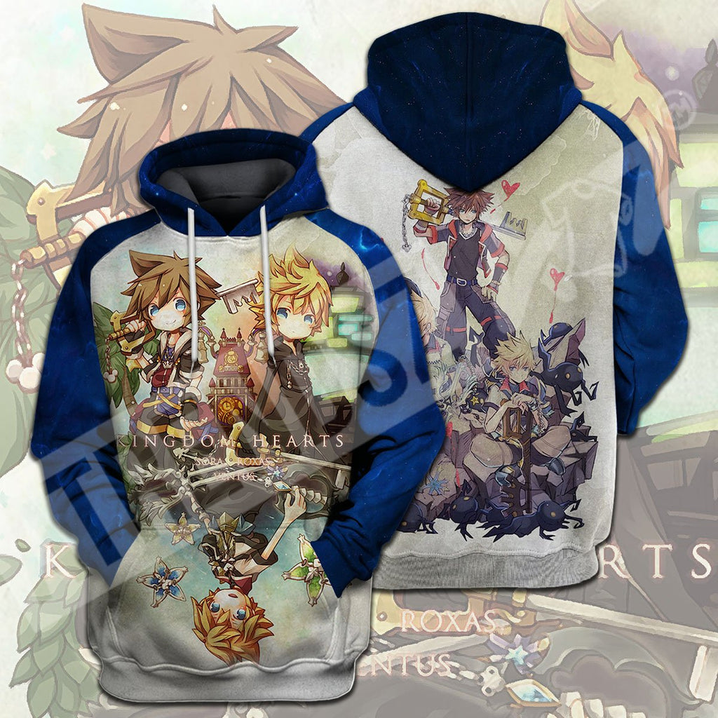  Kingdom Hearts T-shirt Sora Ventus Roxas Chibi Blue T-shirt Hoodie  