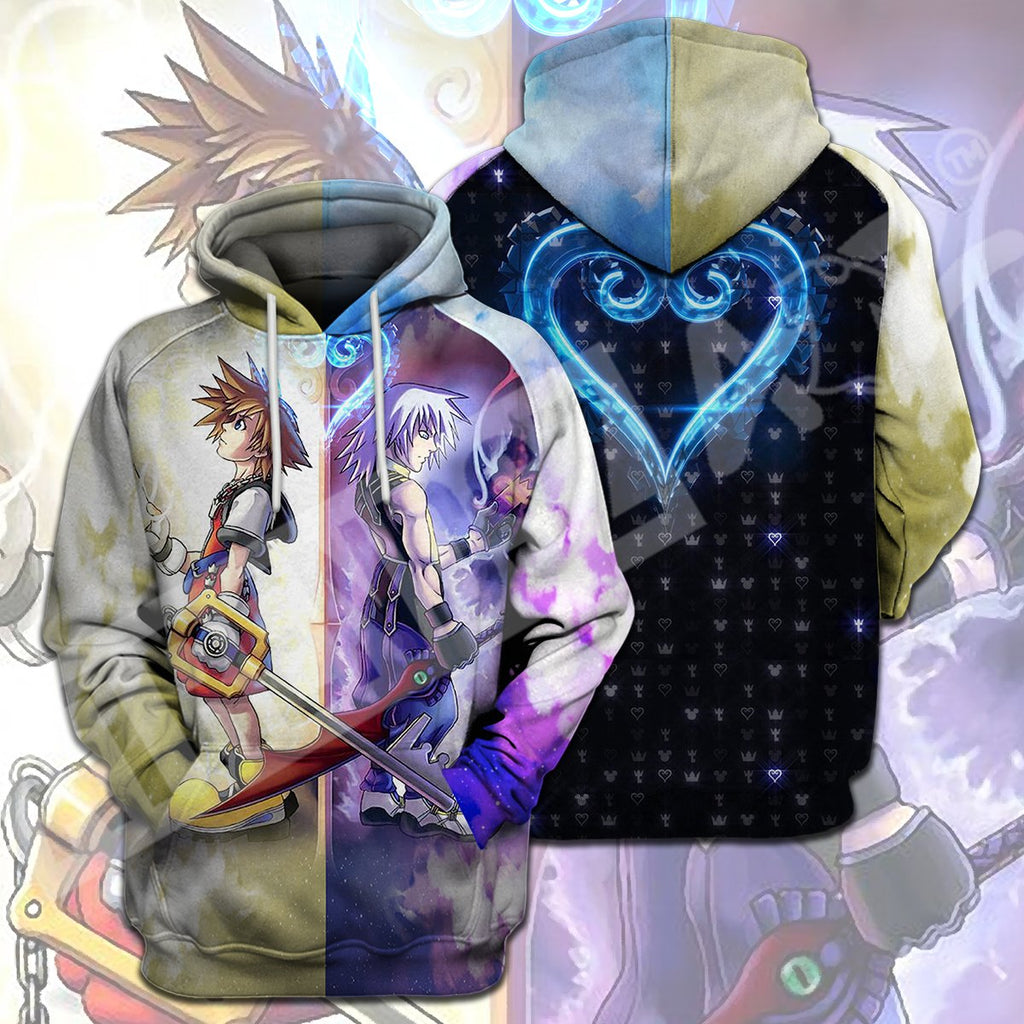  Kingdom Hearts T-shirt Sora Riku Kingdom Hearts Pattern Crystal Logo T-shirt Hoodie  