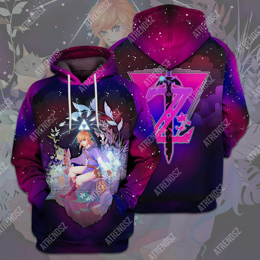  Legend Of Zelda Shirt Pink Galaxy Link Botw Z Logo T-shirt Legend Of Zelda Hoodie 