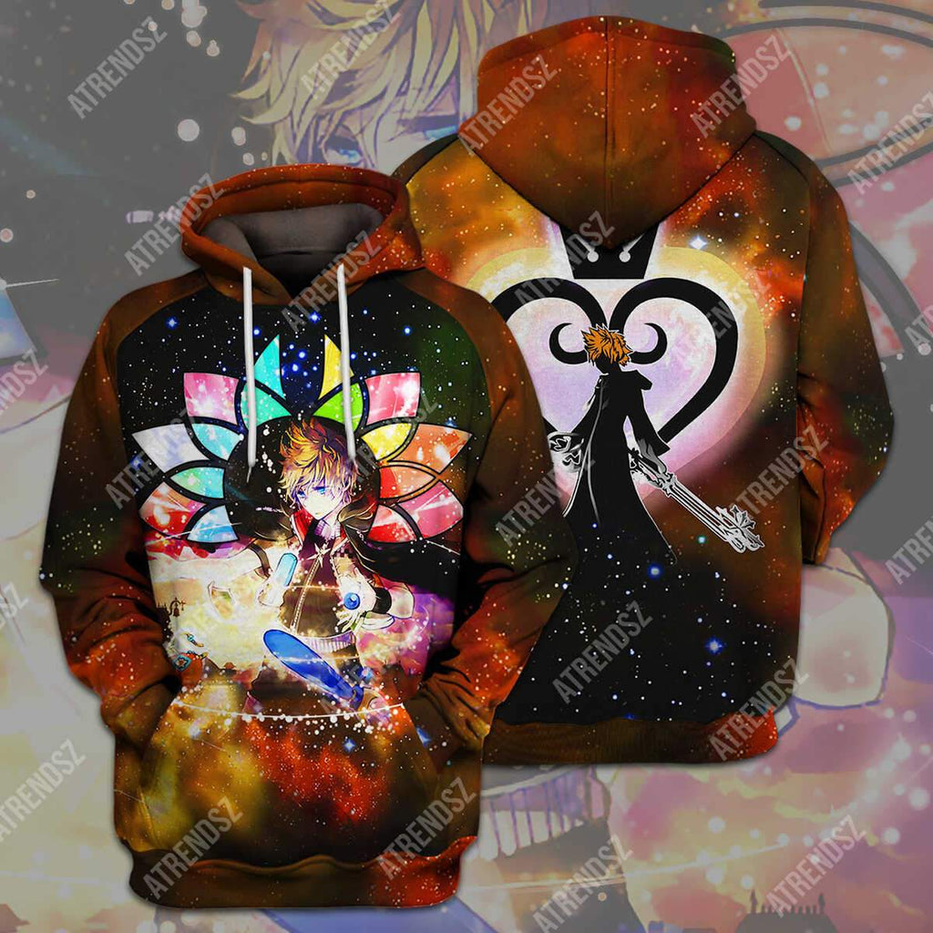  Kingdom Hearts T-shirt Roxas Silhouette Galaxy Kingdom Hearts Logo T-shirt Hoodie  