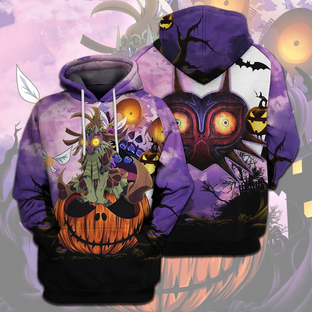  Legend Of Zelda Halloween Shirt Skull Kid Pumpkin The Moon Majora's Mask Purple T-shirt Legend Of Zelda Hoodie 