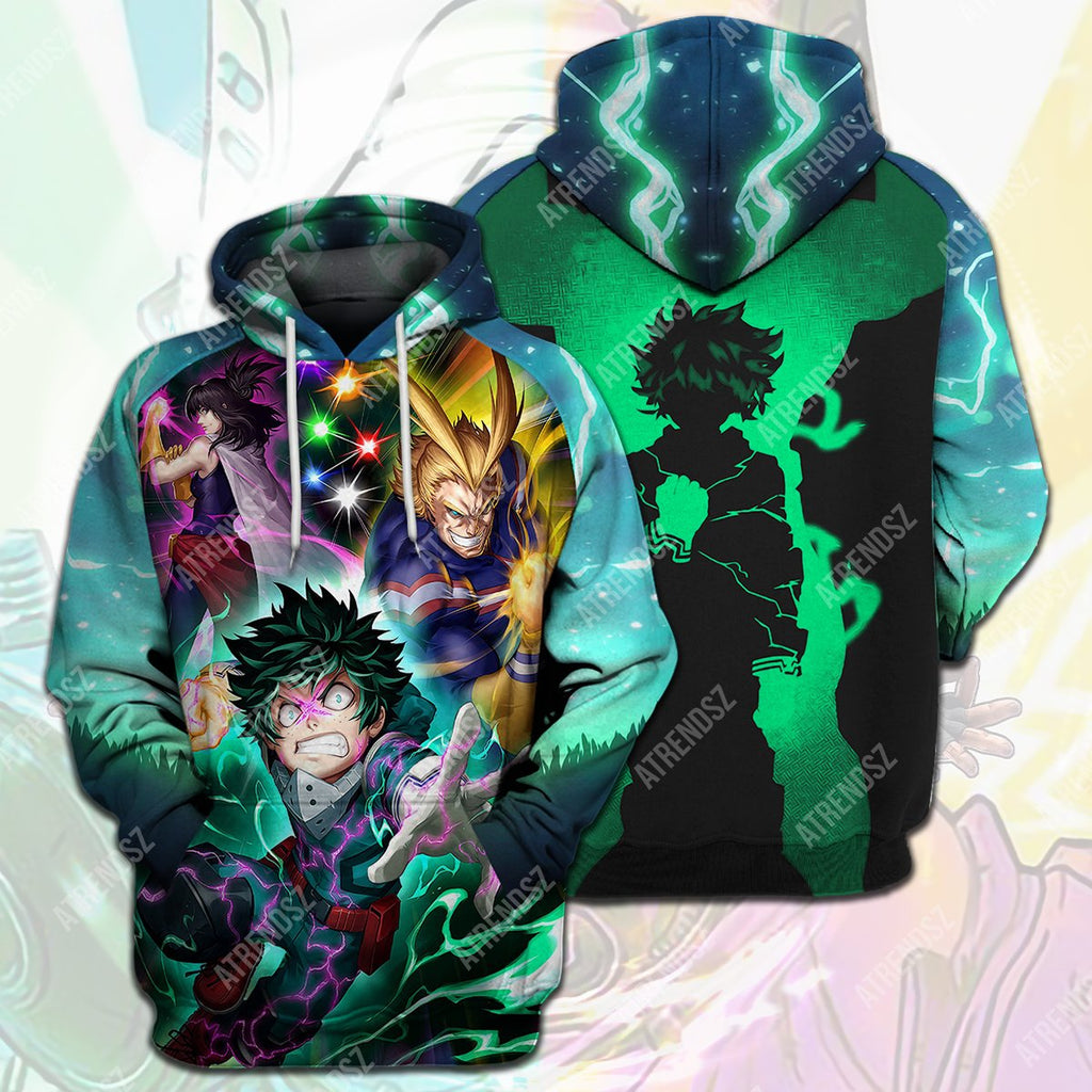  My Hero Academia T-shirt Midoriya Izuku All Might Nana Shimura Blue T-shirt Hoodie  