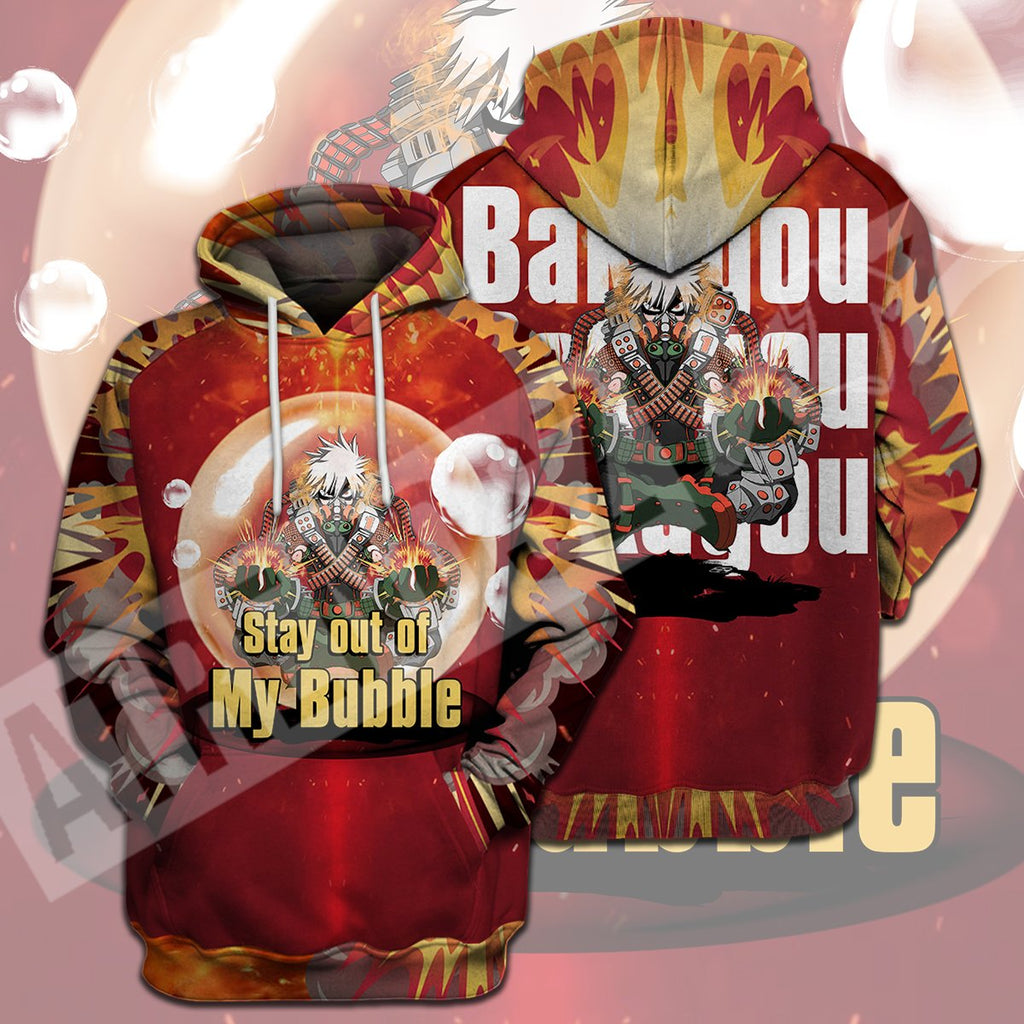  My Hero Academia T-shirt Bakugou Stay Out Of My Bubble Red T-shirt Hoodie  