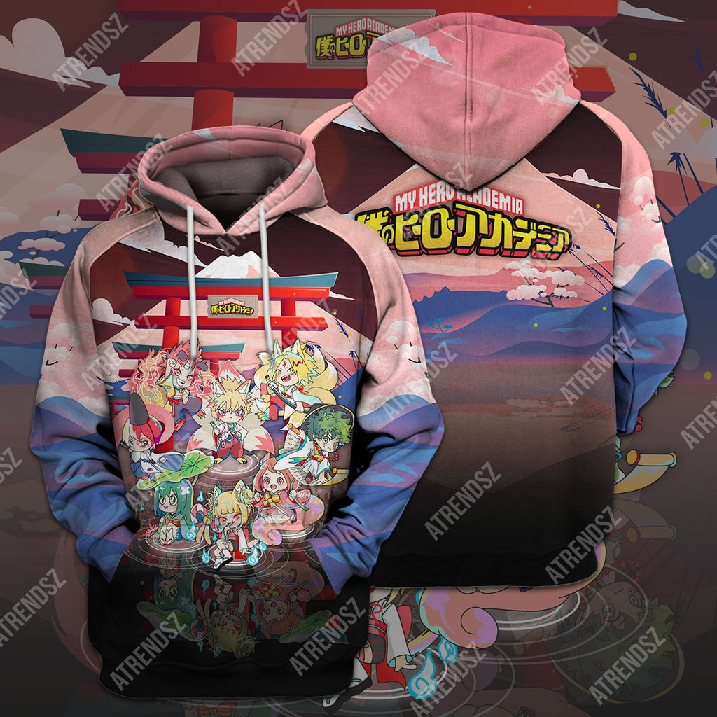  My Hero Academia T-shirt Characters Japanese Yokai Pink My Hero Academia Logo T-shirt Hoodie  