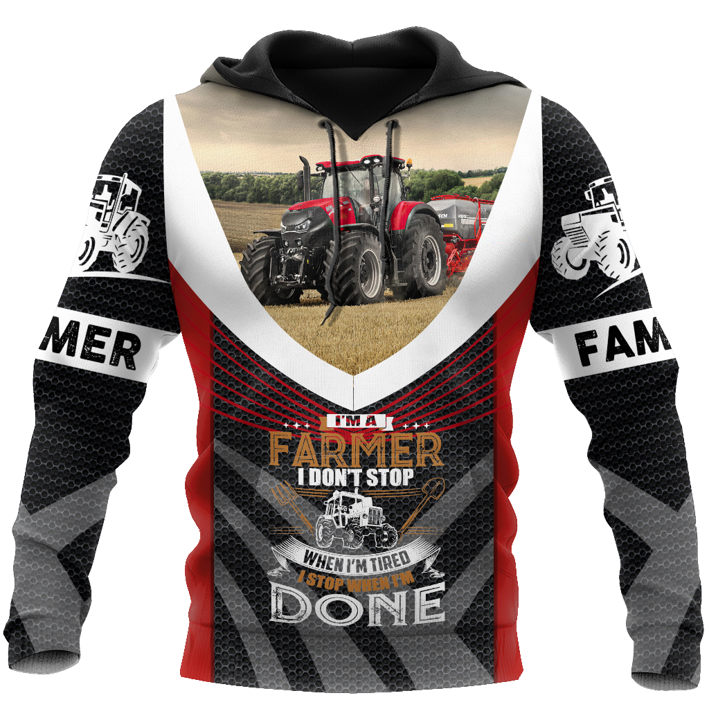 Gifury Farmer Hoodie Farmer Apparel I'm A Farmer I Don't Stop When I'm Tired I Stop When I'm Done Hoodie 2023