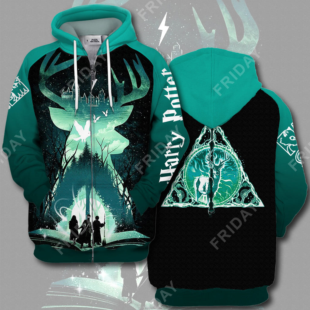  HP T-shirt Patronus Deathly Hallows Green T-shirt Cool High Quality HP Hoodei Sweater Tank2023