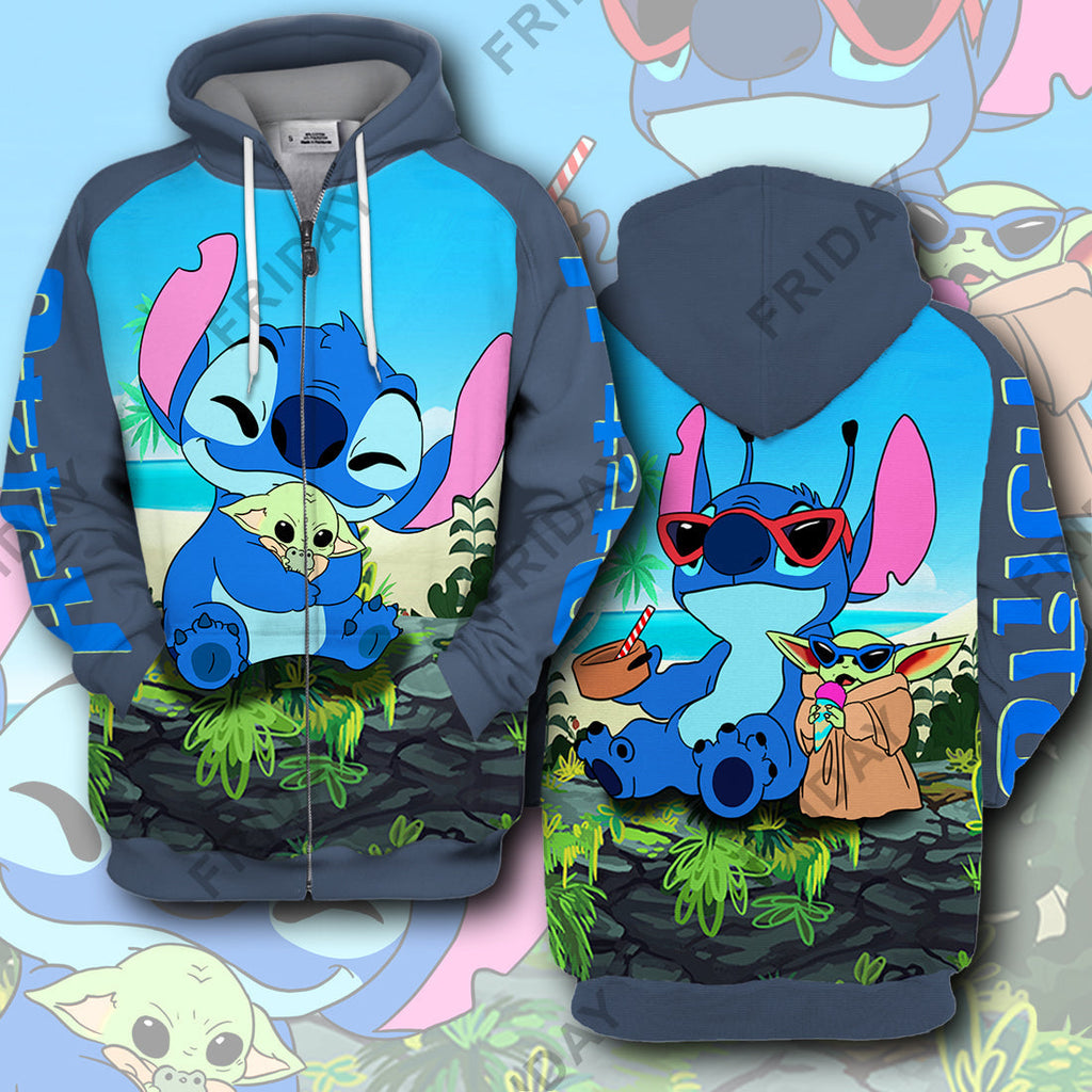  DN SW T-shirt Stitch Hug Baby Yda 3D Print T-shirt Cute Amazing DN Stitch Hoodie Sweater Tank 2023