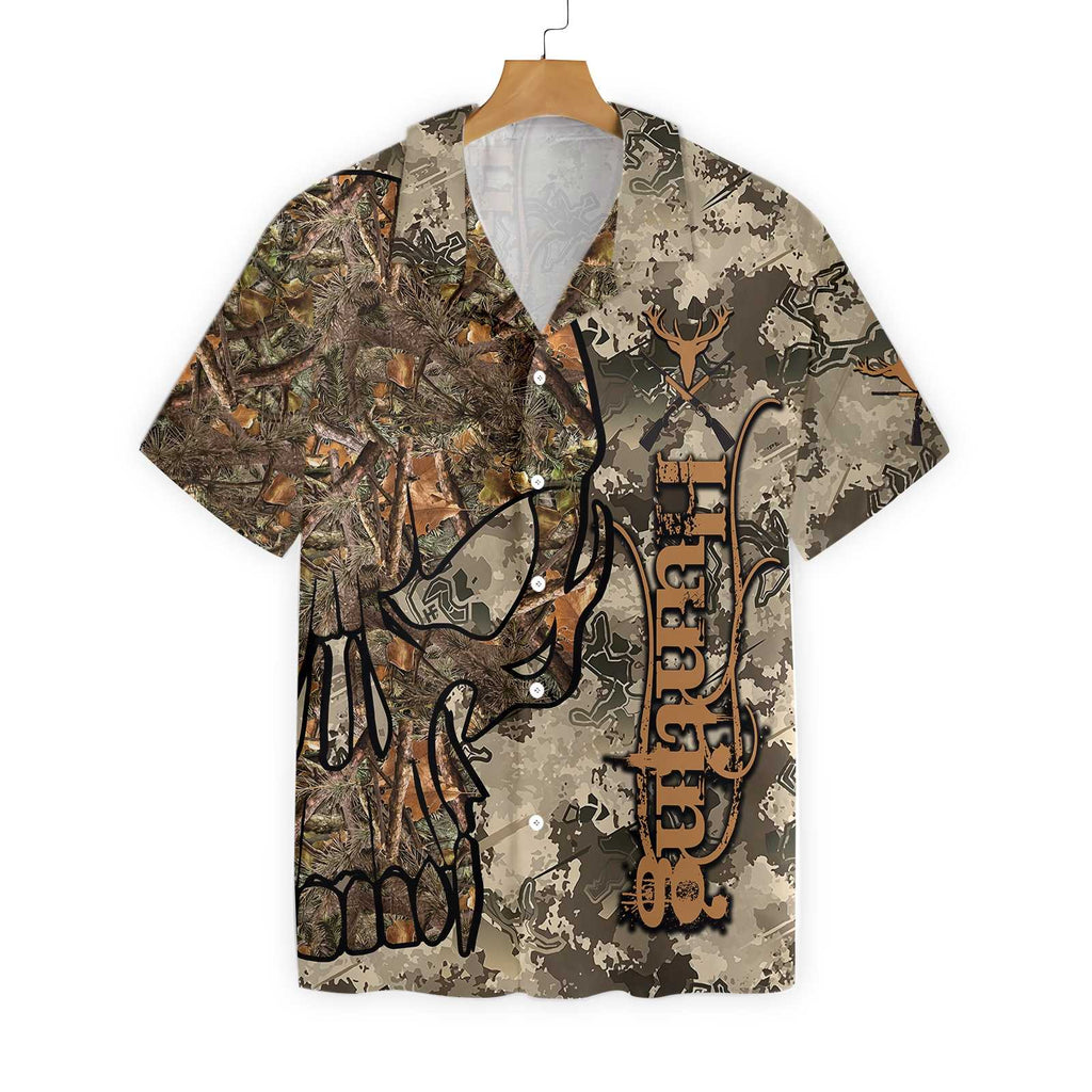 Gifury Deer Hunting Shirt Hunting Skull Camo Pattern Backgroundt Hawaiian Shirt Hunting Aloha Shirt 2022