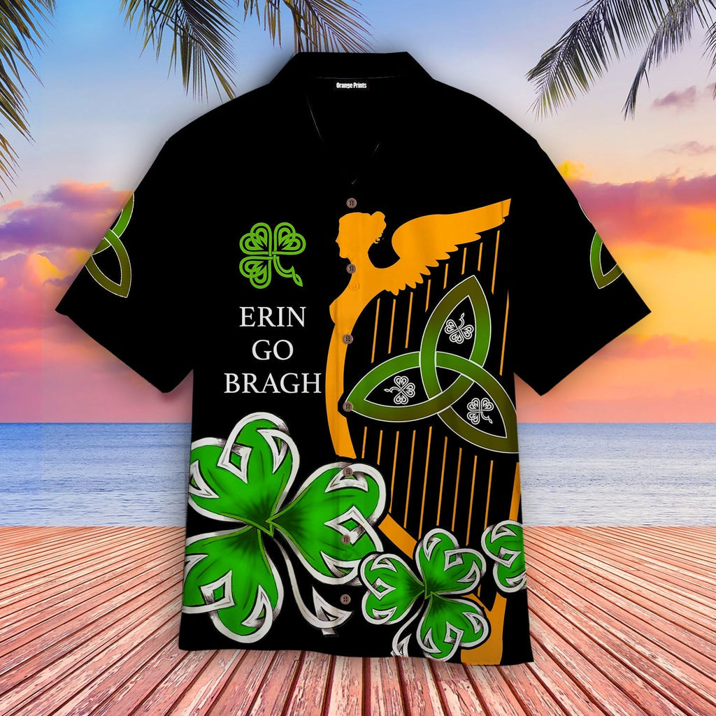 Gifury St Patrick's Day Hawaii Shirt Erin Go Bragh The Harp Black Aloha Shirt St Patrick's Day Hawaiian Shirt 2022