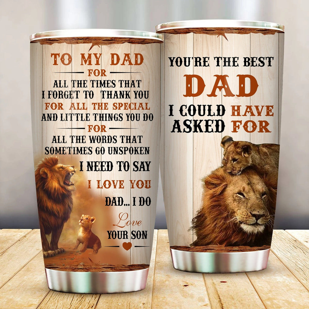 Gifury Father's Day Tumbler Gift Father Travel Mug Lion For All The Time That I Forget To Thank You Tumbler Cup 2022