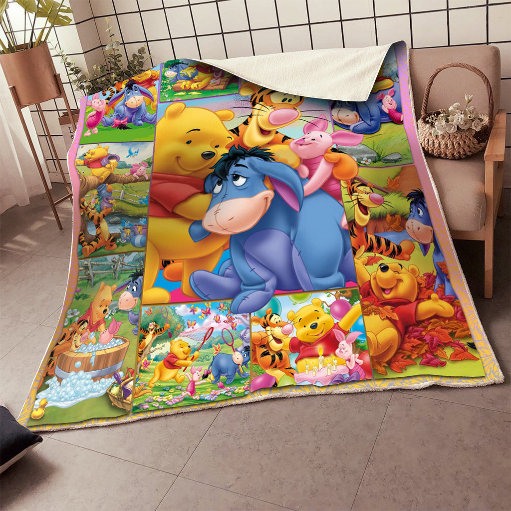  DN  Doormat WTP Happy Pooh And Friends 3D Blanket Awesome WTP Blanket