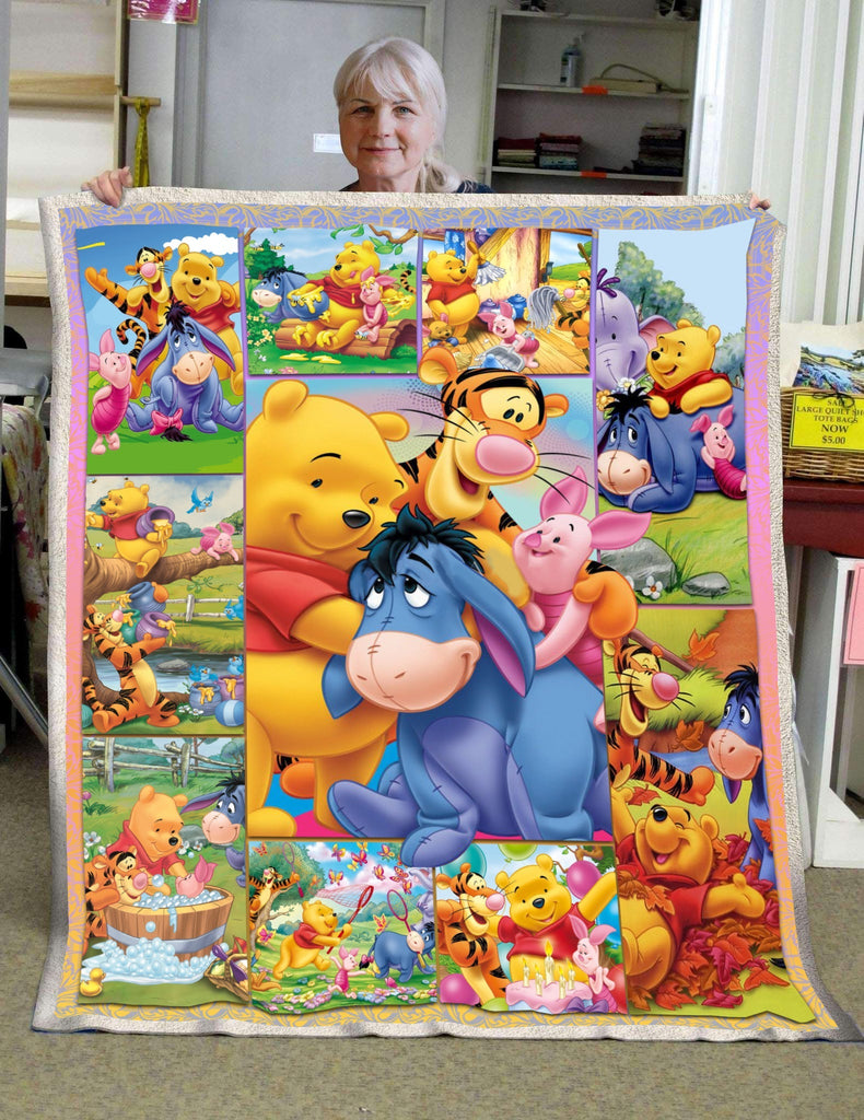  DN  Doormat WTP Happy Pooh And Friends 3D Blanket Awesome WTP Blanket