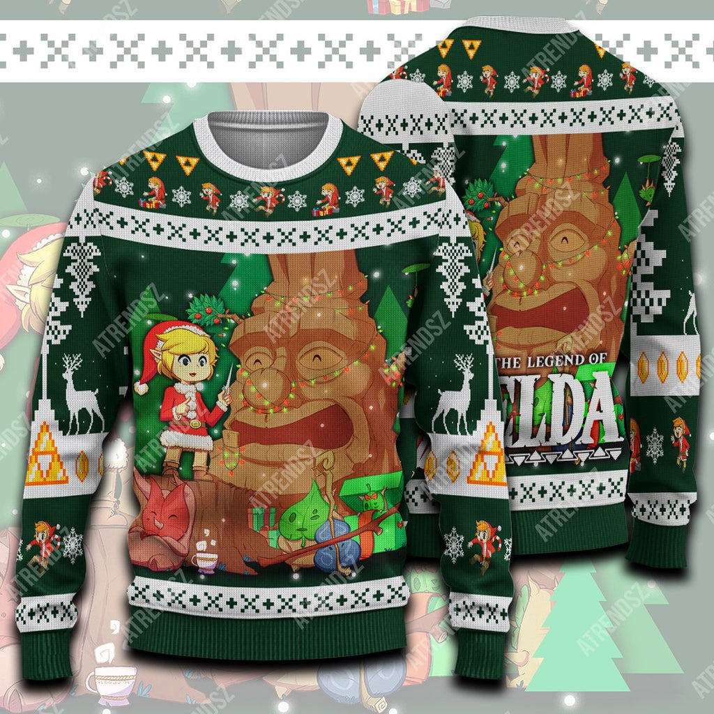  Legend Of Zelda Ugly Sweater Link Under Christmas Deku Tree Sweater Legend Of Zelda Sweater 
