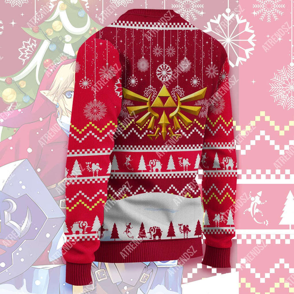  Legend Of Zelda Ugly Sweater Link Under Christmas Tree Hyrule Symbol Sweater Legend Of Zelda Sweater 