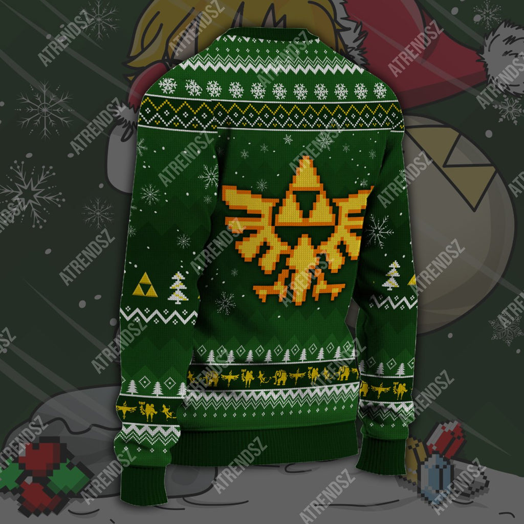  Legend Of Zelda Sweater Cute Chibi Link Heart Lives Ugly Sweater Legend Of Zelda Ugly Sweater 