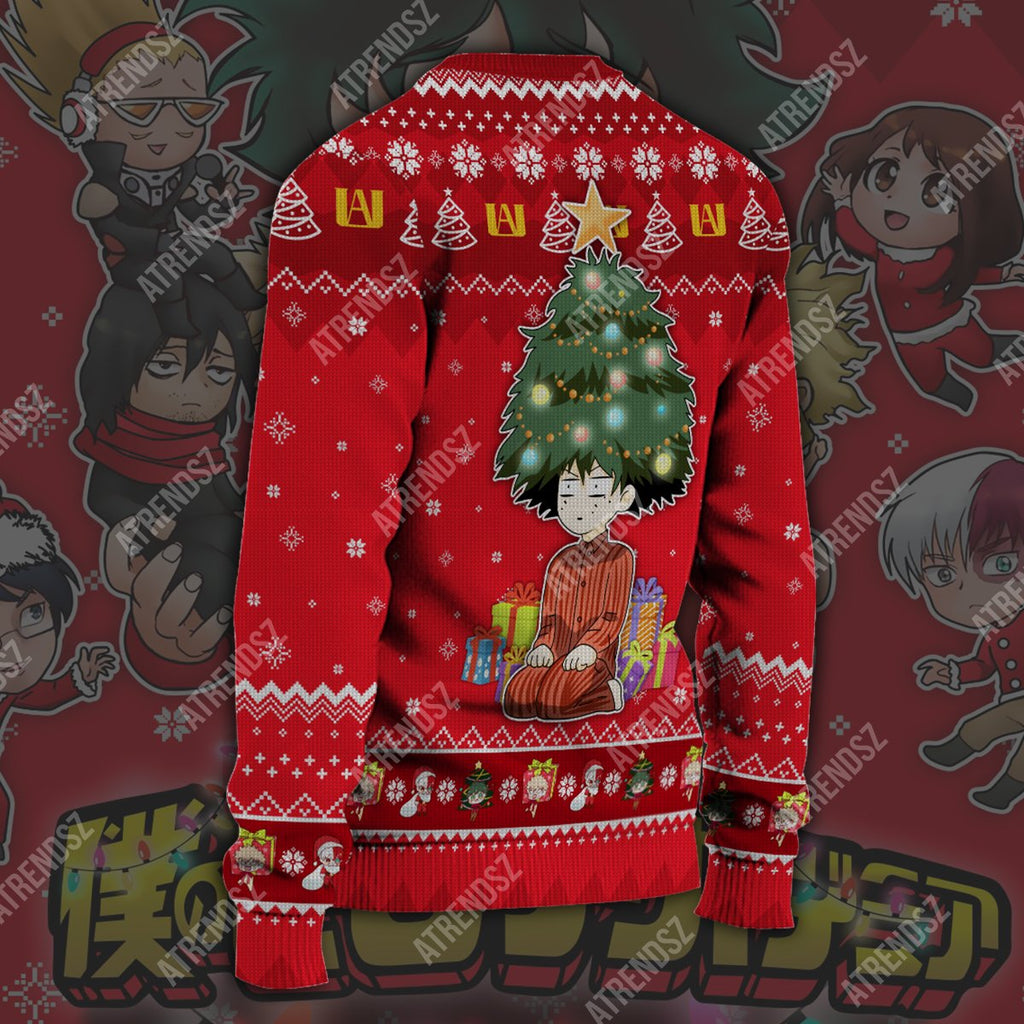  My Hero Academia Sweater Christmas Tree Midoriya Izuku Red Funny Ugly Sweater