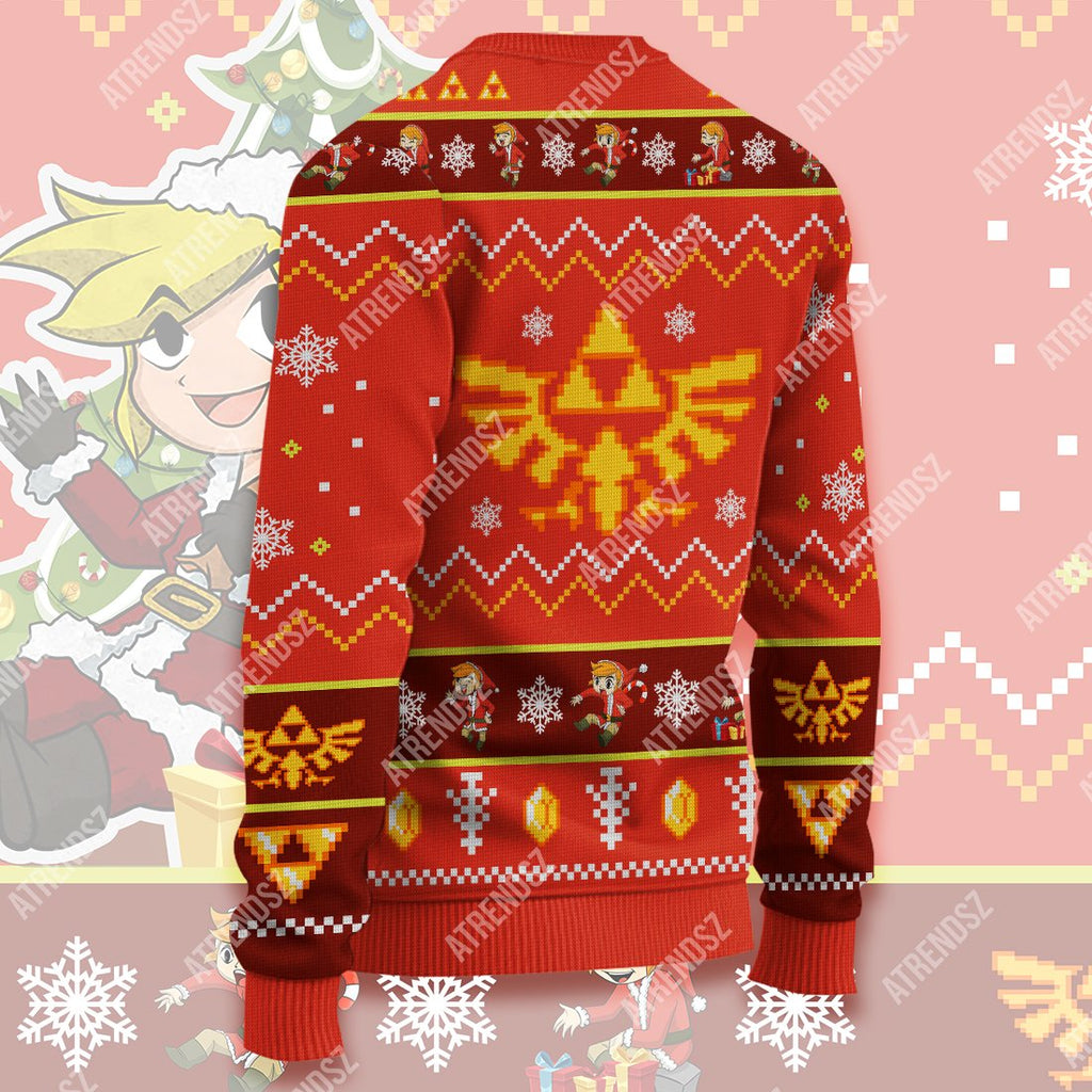  Legend Of Zelda Ugly Sweater Chibi Link Sitting Under Christmas Tree Sweater Legend Of Zelda Sweater 