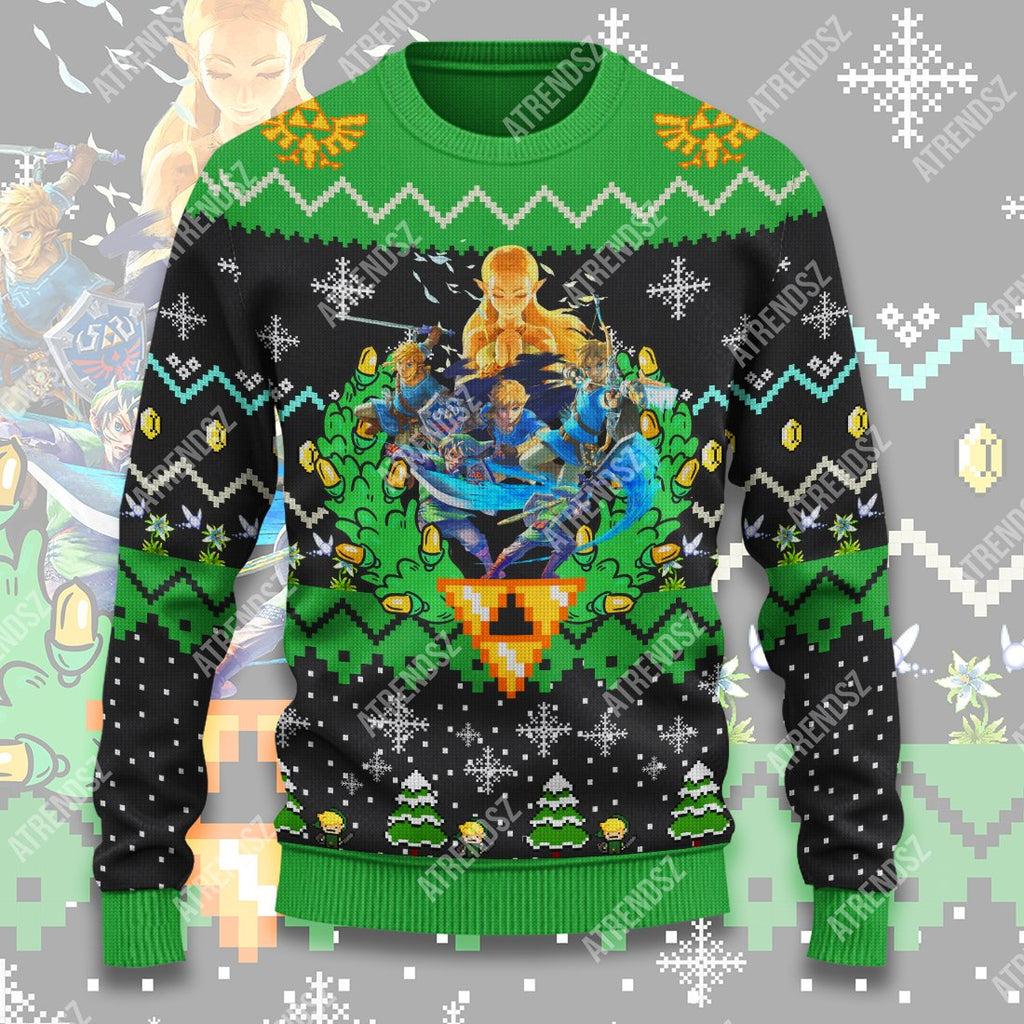  Legend Of Zelda Sweater Breath Of The Wind Link Zelda Wreath Ugly Sweater Legend Of Zelda Ugly Sweater 
