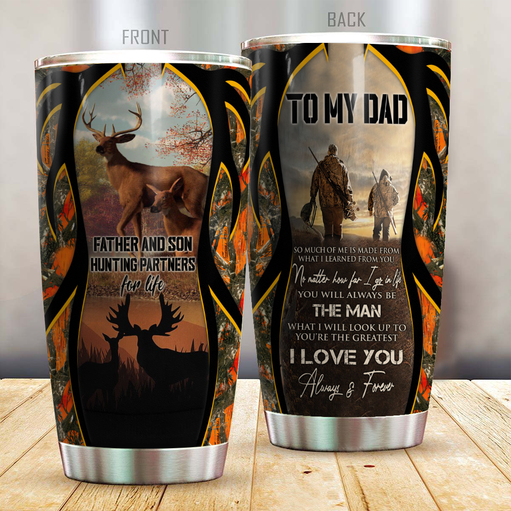 Gifury Hunting Father And Son Tumbler Cup 20 oz Father's Day Father And Son Hunting Partner For Life Tumbler 20 oz Hunting Travel Mug 2022