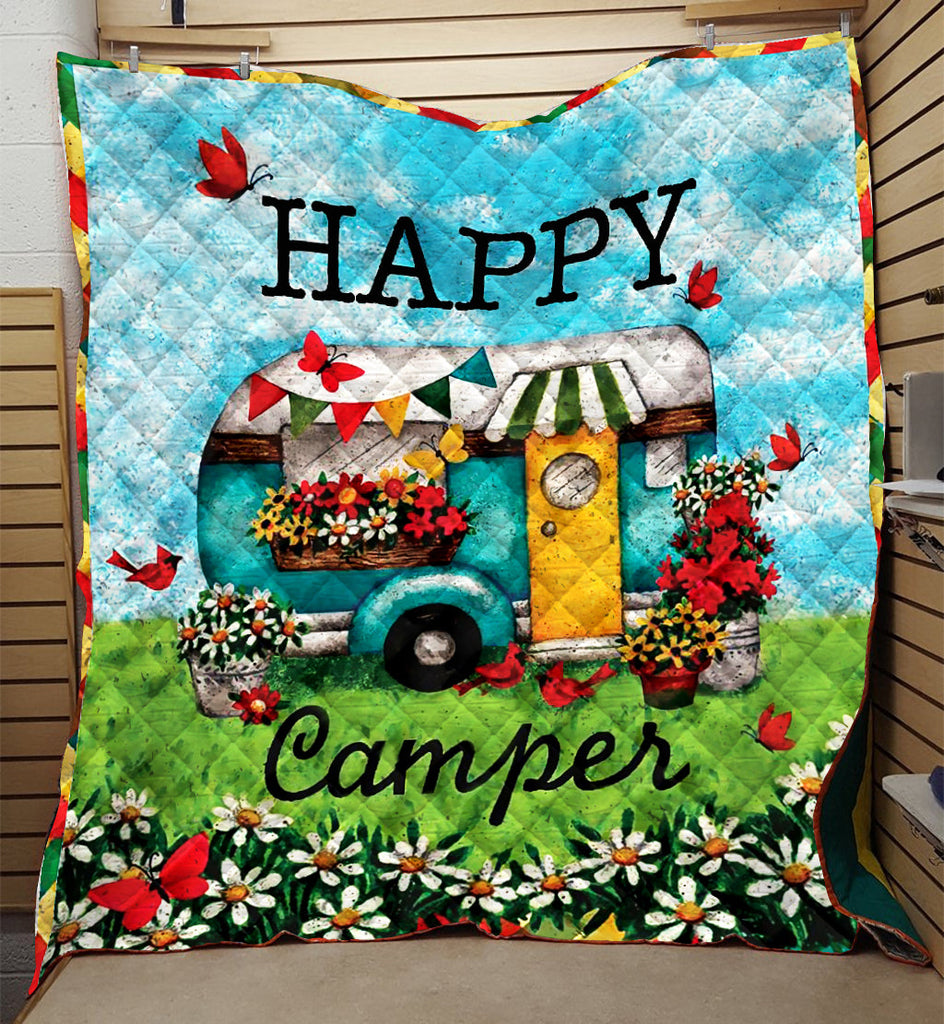 Camping Quilt Happy Camper Camping Lovers Quilt