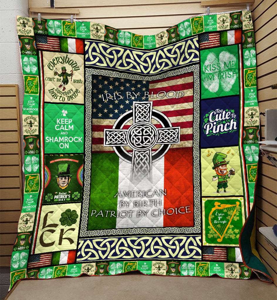 Gifury ST Patrick's Day Quilt Irish By Blood American By Birth ST Patrick's Day Quilt 2023