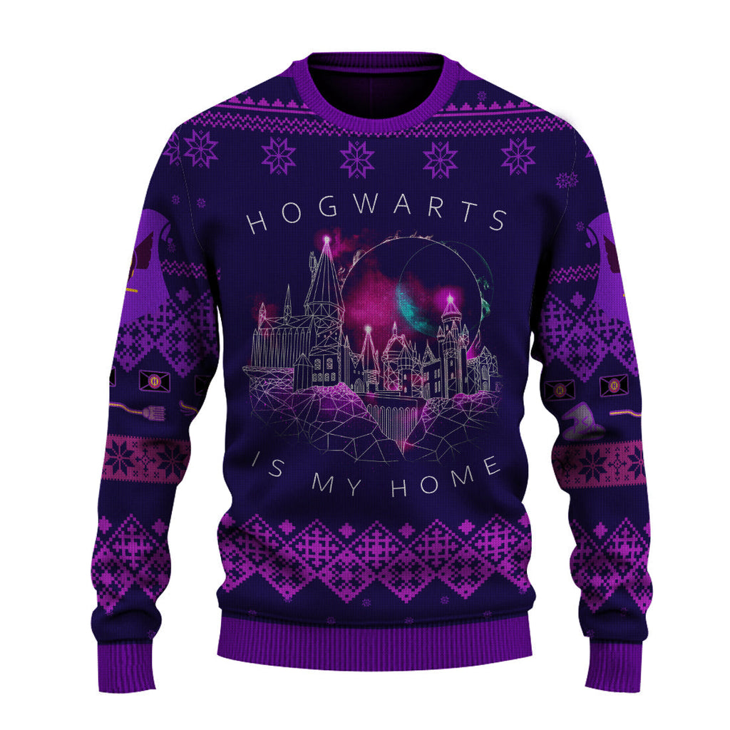  HP Sweater Hogwarts Is My Home Christmas Sweater Awesome HP Ugly Sweater Hogwarts Sweater 2024