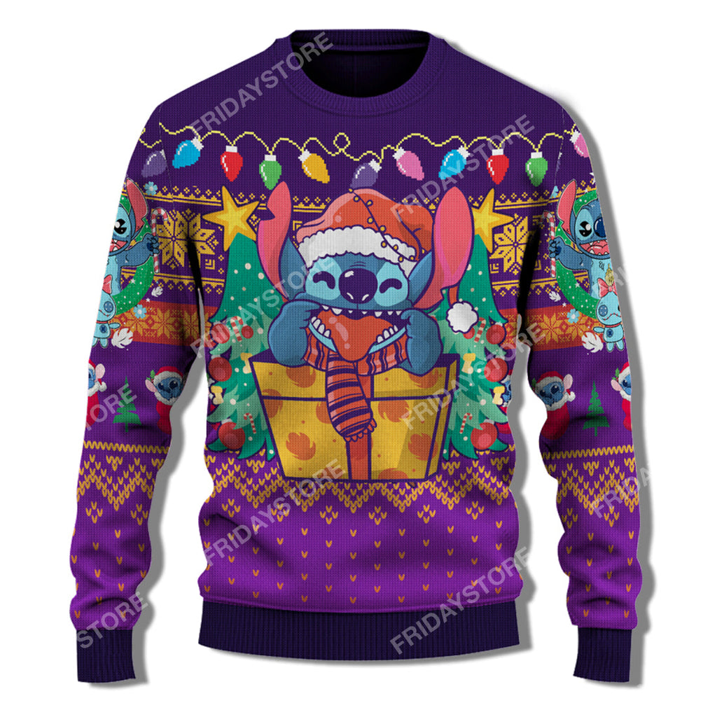  LAS Sweater Happy Stitch With Christmas Tree Christmas Sweater Cute Awesome DN Stitch Ugly Sweater