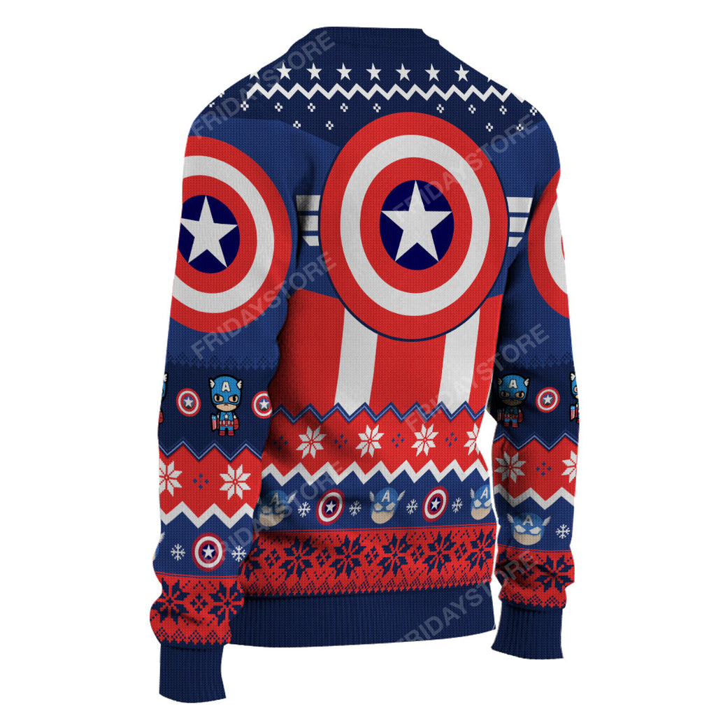  MV Ugly Sweater MV Captain Superhero Pattern Christmas Sweater High Quality Capttain America Sweater 2023