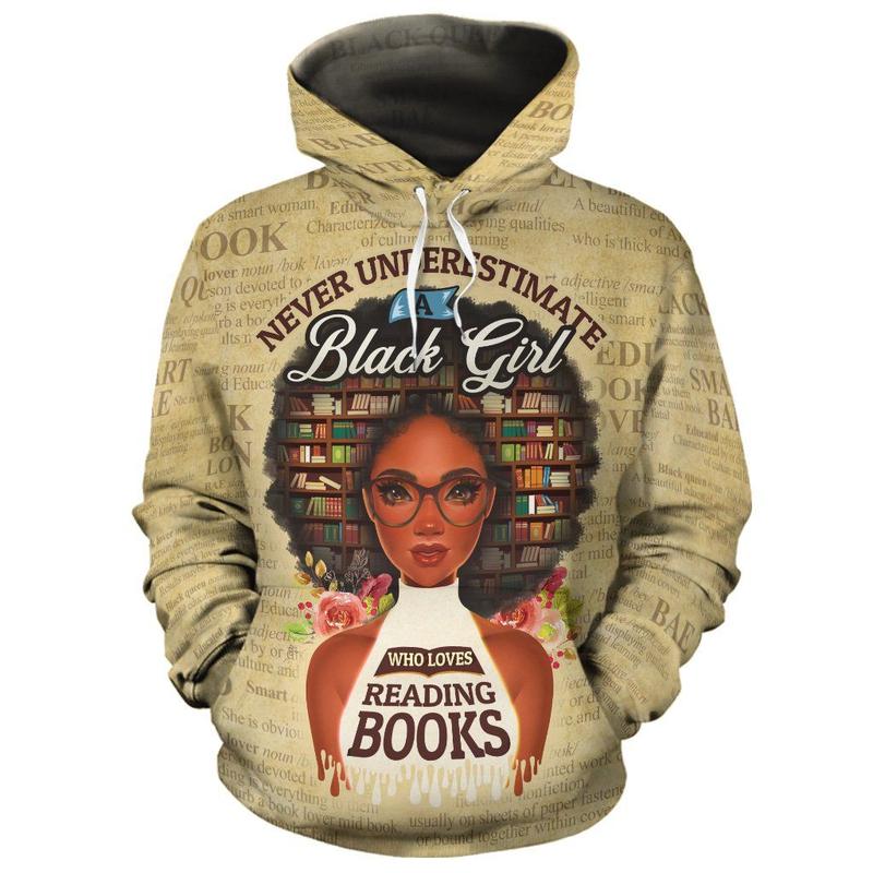 Gifury Book Hoodie Never Underestimate A Black Girl Who Loves Reading Book Hoodie Book Apparel 2023