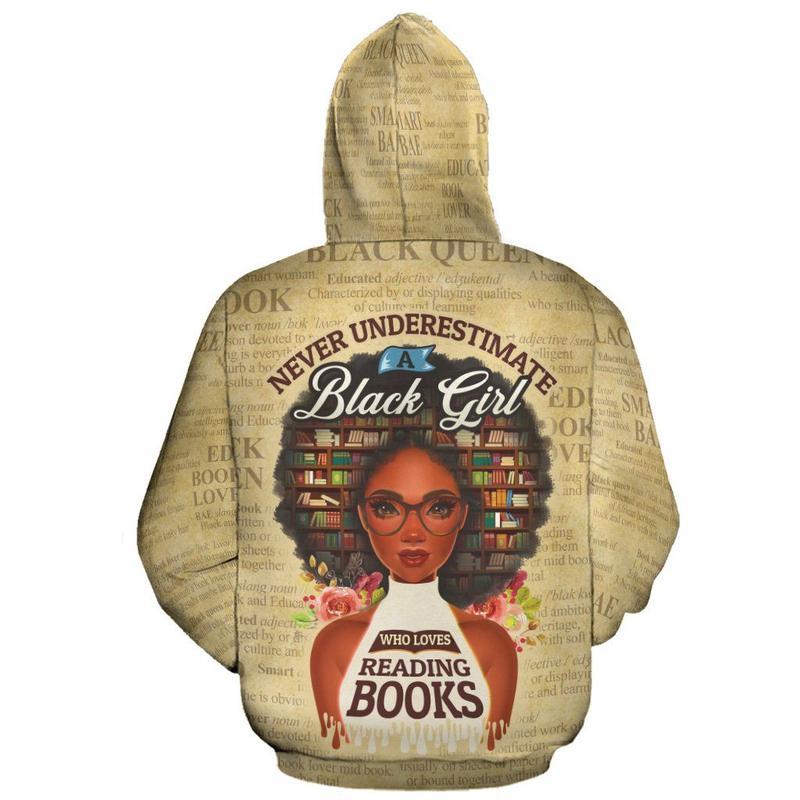 Gifury Book Hoodie Never Underestimate A Black Girl Who Loves Reading Book Hoodie Book Apparel 2024