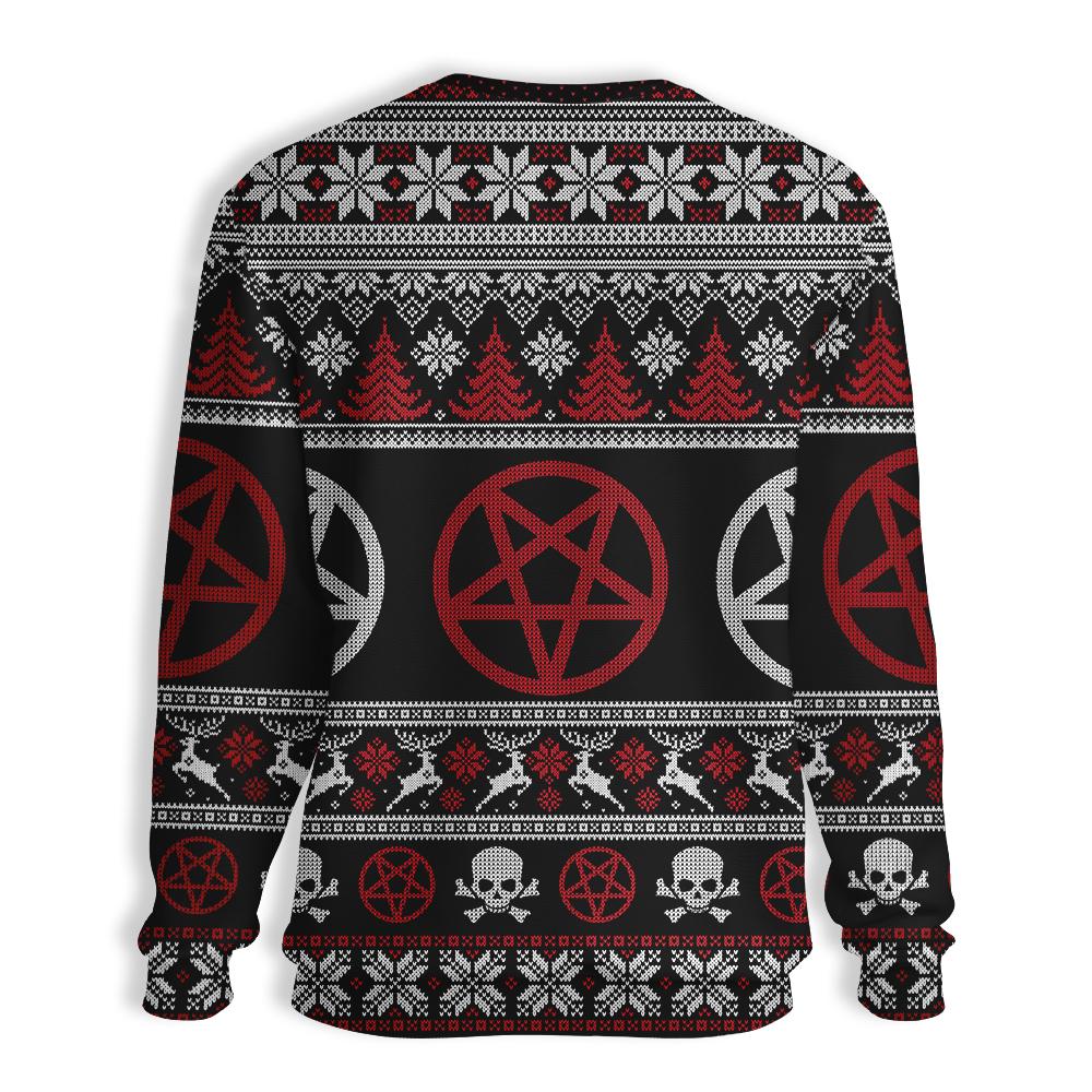 Gifury Reindeer Ugly Christmas Sweater Pentagram Reindeer Witch Wicca Sweater Reindeer Sweater 2024