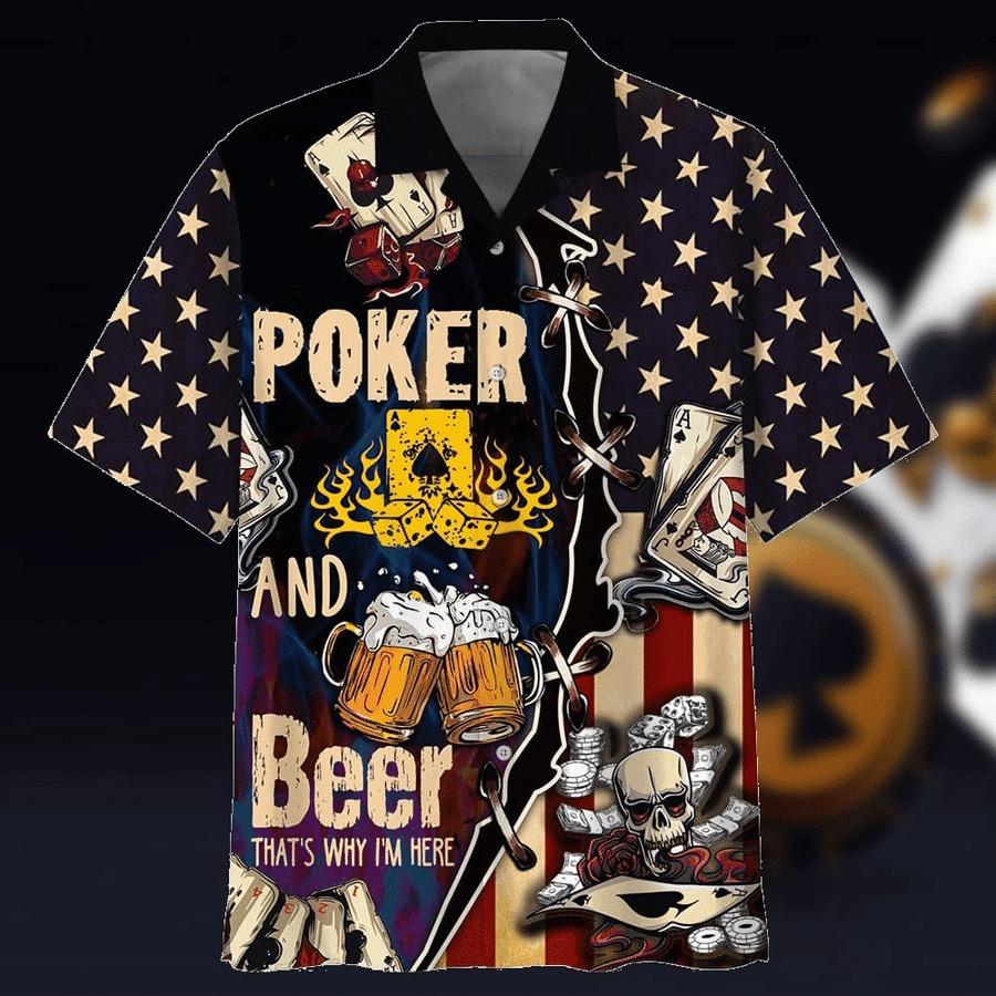 Gifury Beer Hawaiian Shirt Poker And Beer That's Why I'm Here Aloha Shirt Beer Hawaii Shirt 2022